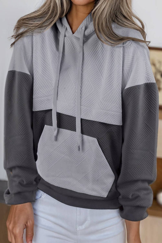 Textured ColorBlock Pocket Hoodie