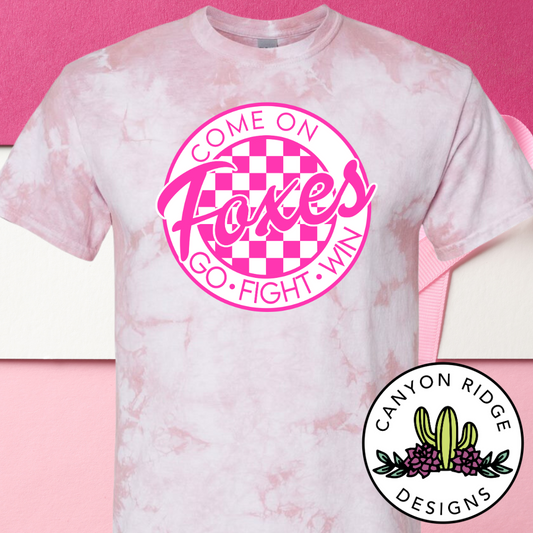 Pink Foxes Checker Tee