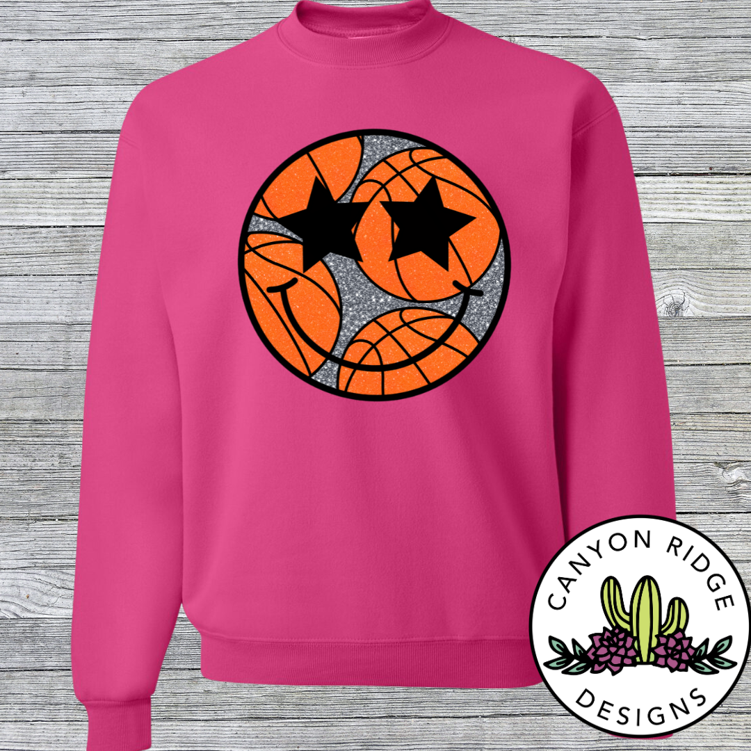 Basketball Glitter Smile Sweatshirt