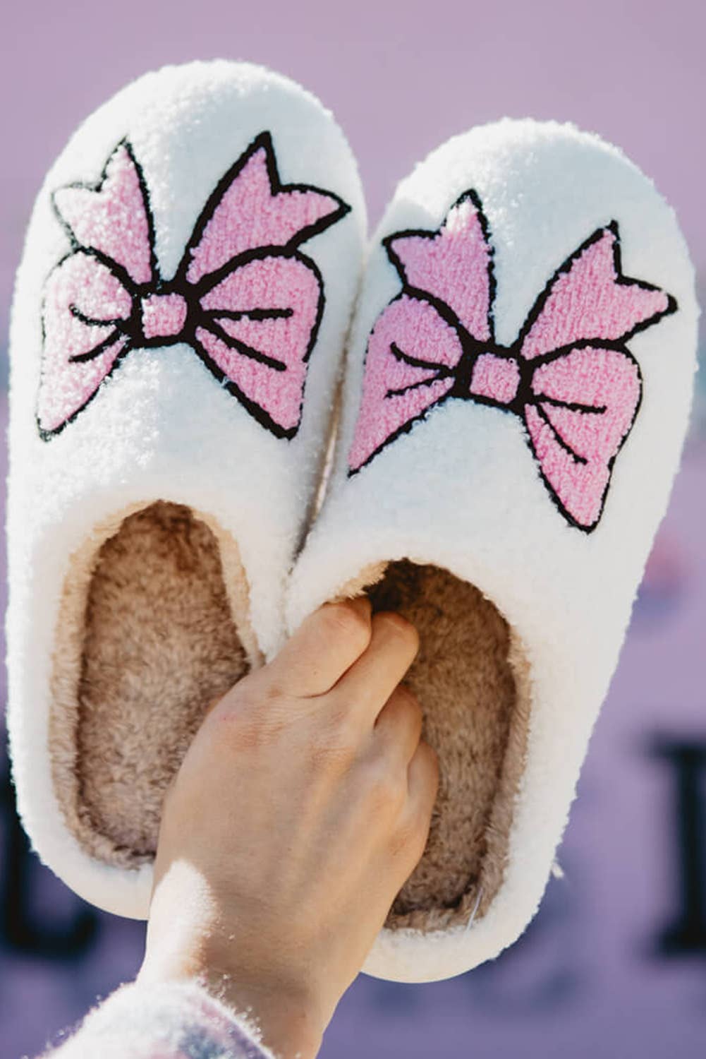 Bowknot Fuzzy Slippers