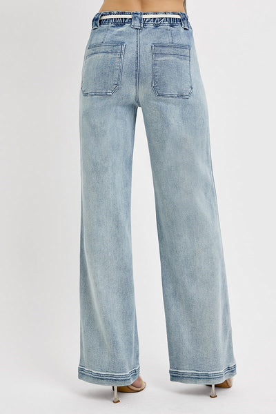 HIGH RISE CROP STRAIGHT PULL ON JEANS